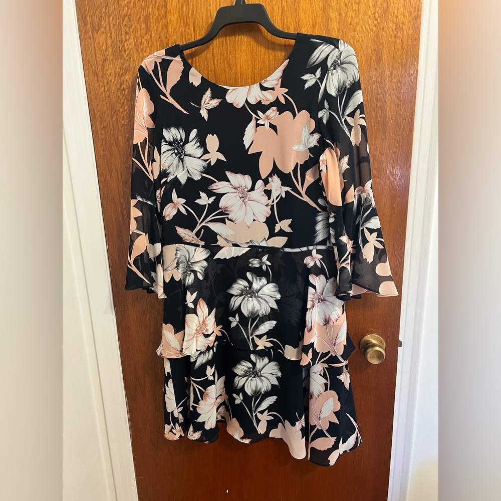 Vince Camuto Navy, White and Peach Floral Dress